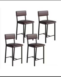 Set Of 4 New Other Garvee  25” Counter Height PU Leather Bar Stools Barstools