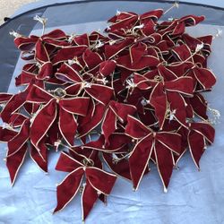 Vintage 50 Burgundy/Gold Velvet Bows For Decorations 