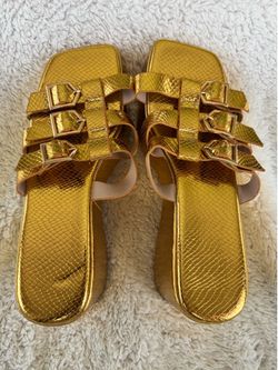 Gold Platform Slide Sandals size 9