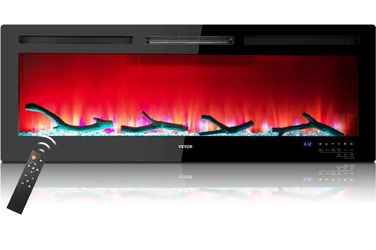 VEVOR Electric Fireplace, 50-inch Recessed and Wall Mounted, Fit for 2 x 4 and 2 x 6 Stud, Adjustable Flame Colors and Speed - Dining , Living Room