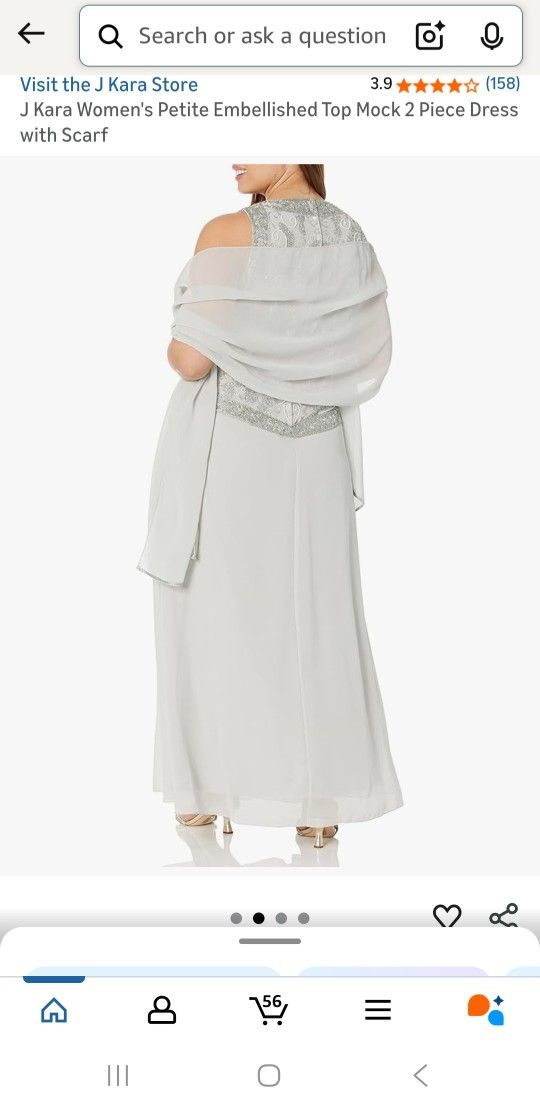 J Kara Women's Petite EmbellishedTop Mock 2 Piece Dress with Scarf Size 10 Jkara