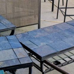 2 Piece Slate And Iron Patio Table Set