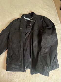 Black Rivet Genuine Leather Jacket Men’s Large Black Motorcycle Moto Jacket