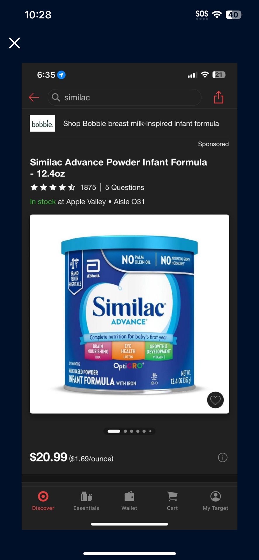 similac advance formula baby