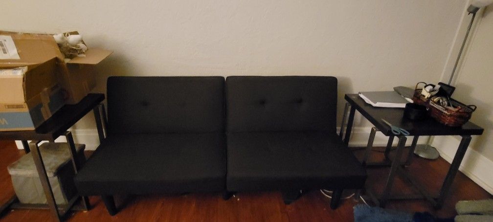 Black Futon And Matching Ottoman