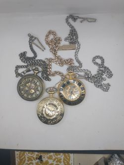 3 skeleton pocket watches