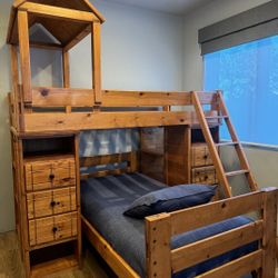 Solid Pine Bunk Bed and Dresser Set
