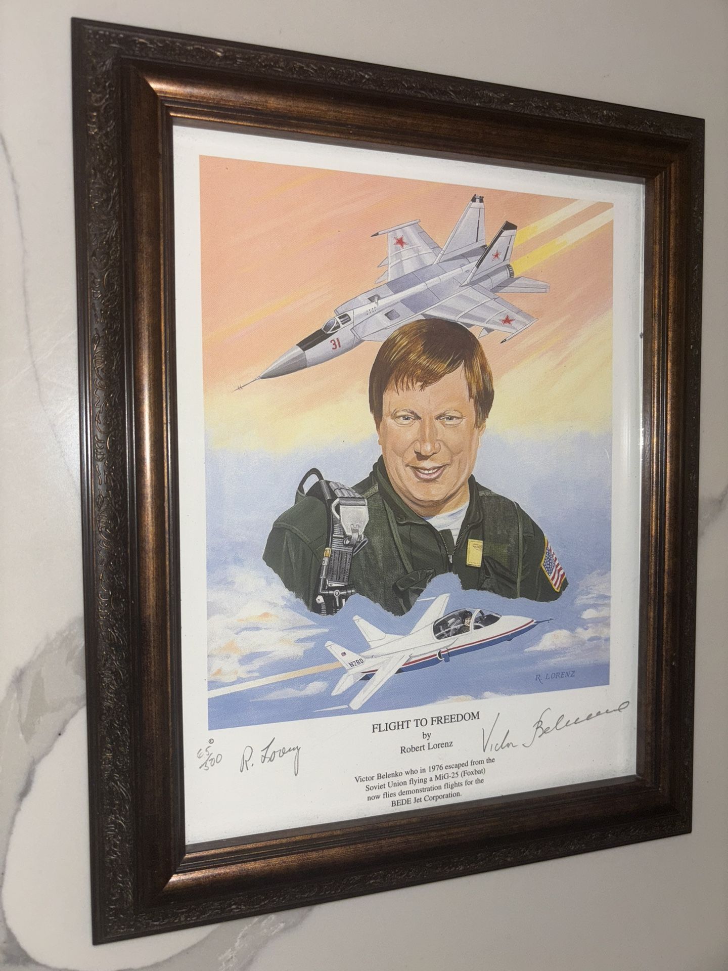 Victor Belenko And Robert Lorenz Signed Flight To Freedom Print. 65/500 - Quite Rare. Mint Condition.
