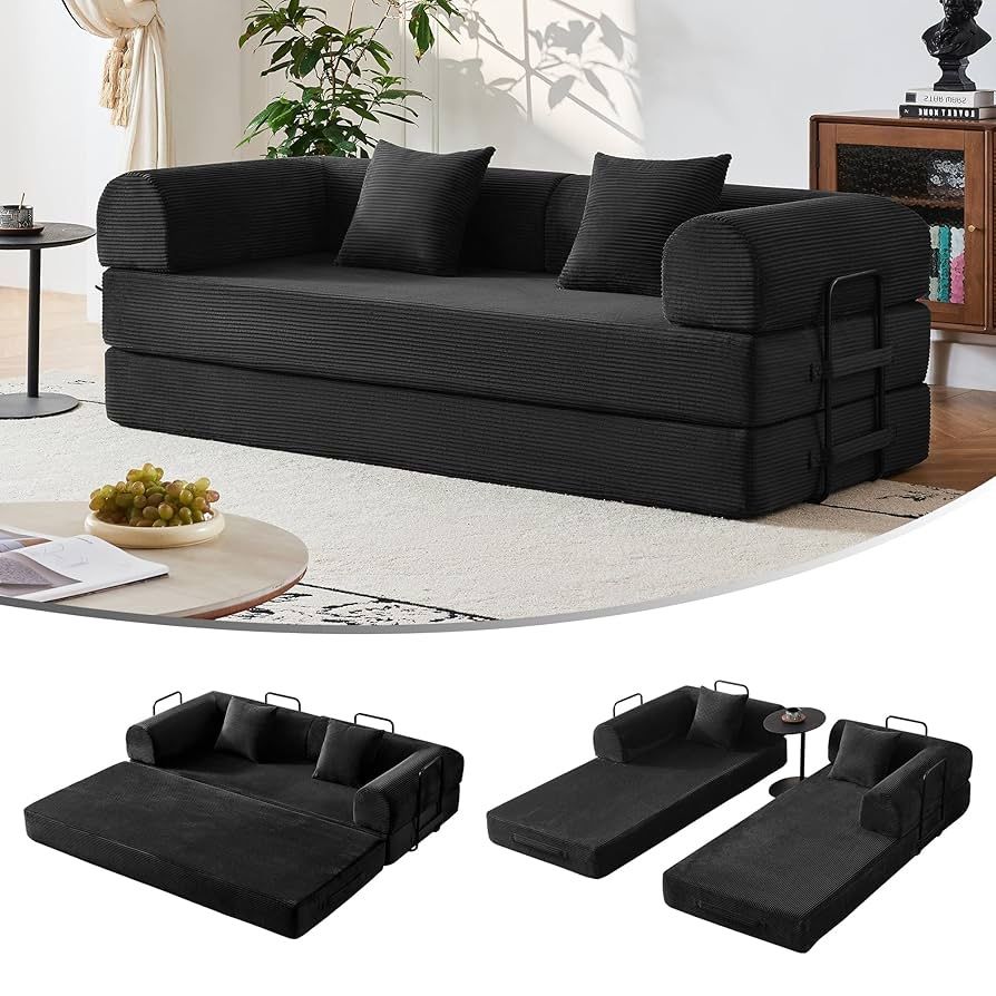 Chaise Lounge Chair Single Seater with Headrest and Back Pillow, 37-inch Wide Corduroy Upholstered Sofa Chair for Living Room, No Assembly Required (B