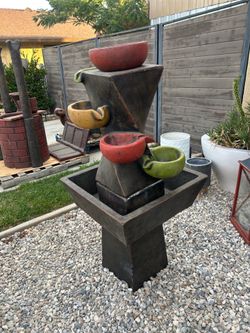 Multi-Tiered Colorful Bowl Garden Water Fountain