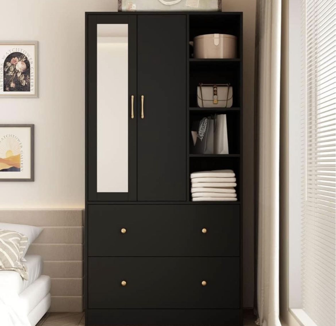 Hitow 2 Door Wardrobe Armoire Closet