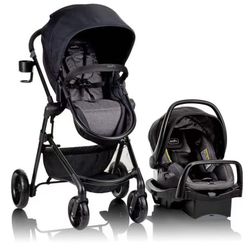 New In Box  Evenflo Pivot Infant Car Seat Toddler Stroller 6 Modes Bassinet 5 Lbs To 50 Lbs Black And Gray 
