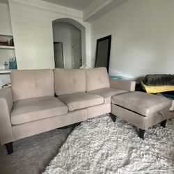 Khaki Convertible Sectional Sofa