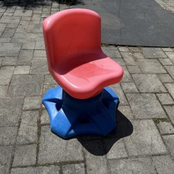 Vintage Little Tikes Art Desk Swivel Chair Child Size Red Blue 4490-00 