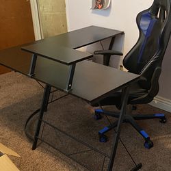 L-Shaped desk And Gaming Chair