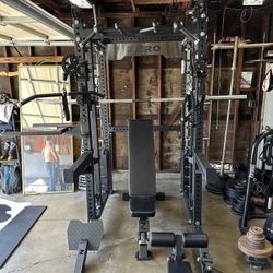 Smith Machine 400 | Adjustable Bench | 245lb Cast Iron Olympic Weights | 7ft Olympic Bar | Fitness | Gym Equipment | FREE DELIVERY/INSTALLATION 🚚 🛠️