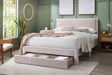 Queen Pink Platform Bed With Ortho Mattress Included 