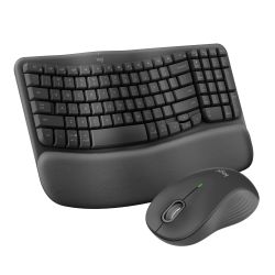 Logitech Wave Keys MK670 Combo, Wireless Ergonomic Keyboard With Signature M550 L Wireless Mouse, Comfortable Natural Typing, Bluetooth, Logi Bolt, Fo