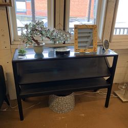 MC Style Black And Glass Console Table