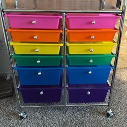 Rolling Tray Cart With Drawers 