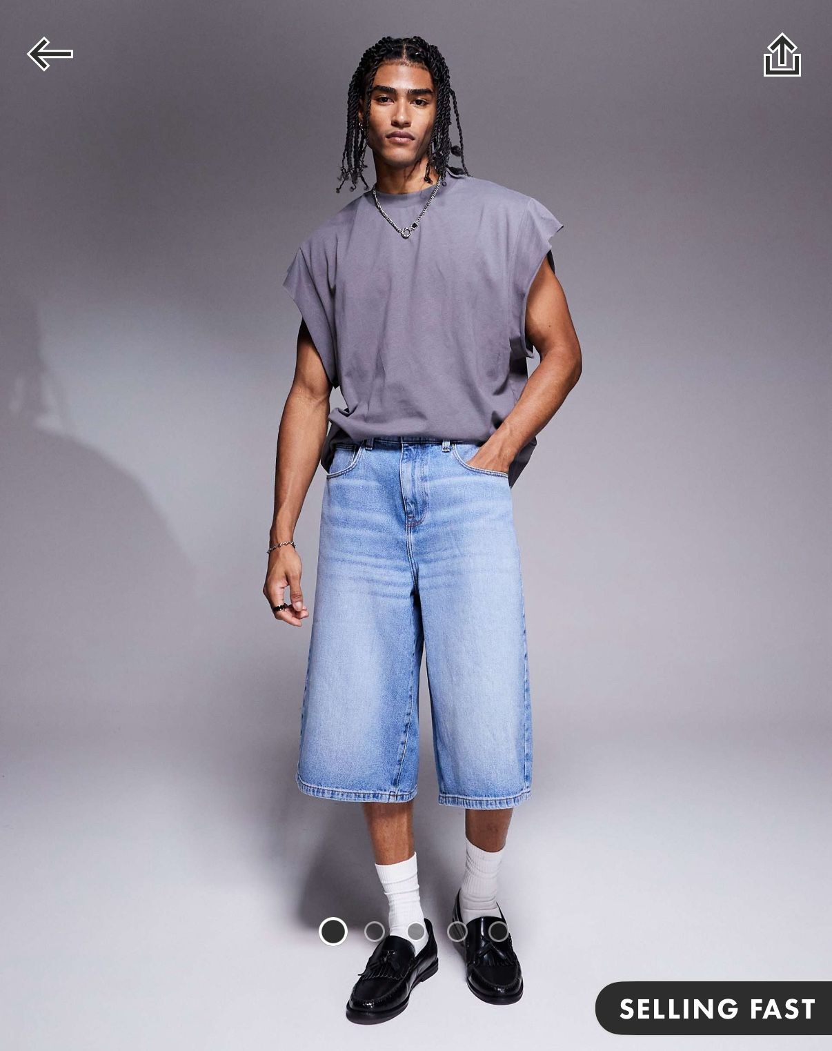 ASOS Light Wash Blue Long Length Jorts