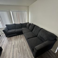Large Dark Gray Sectional Couch 