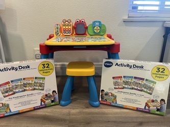 REDUCED VTech Activity Desk With 2 Expansion Packs