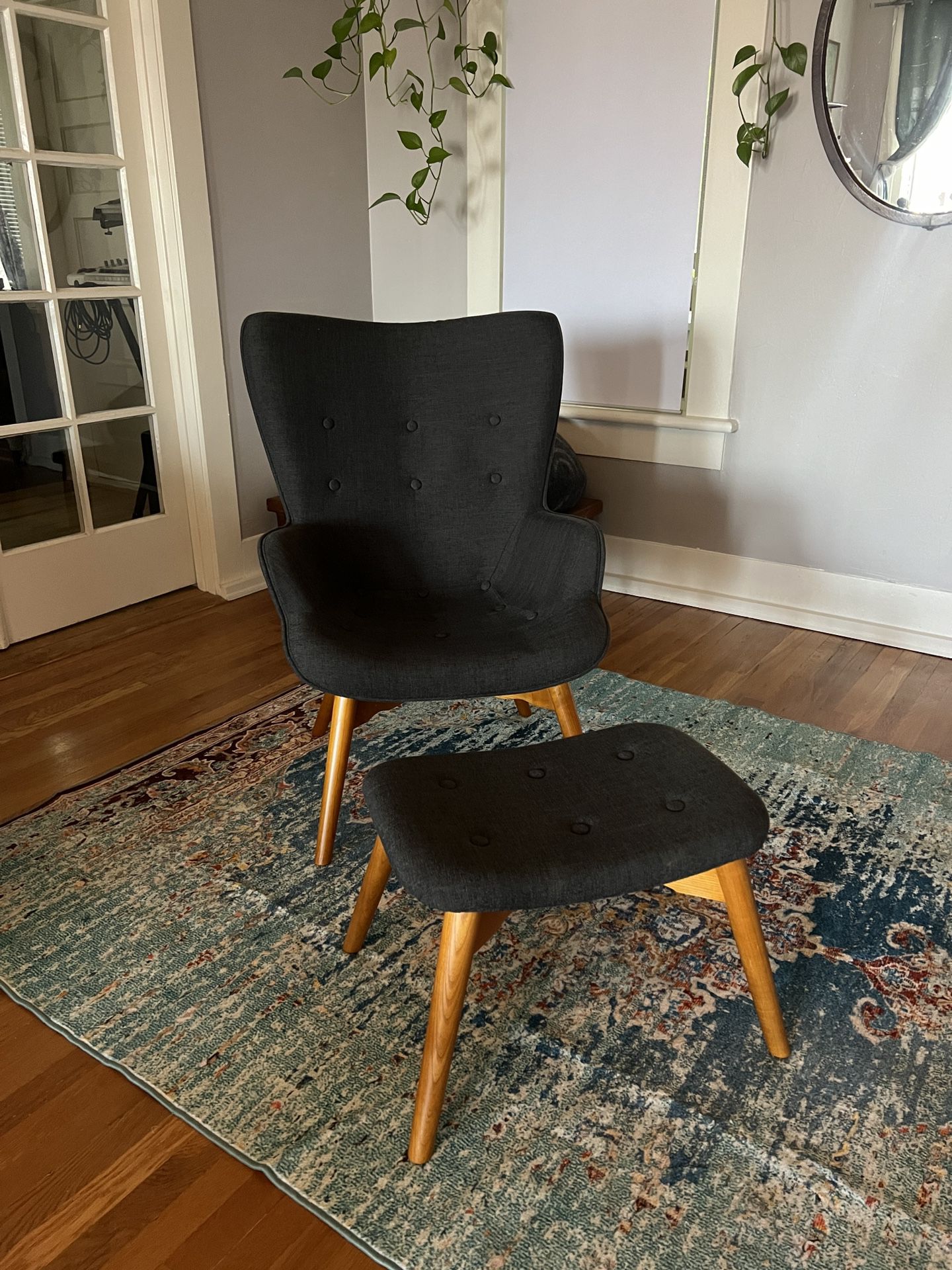 New Mid Century Style Chair With Ottoman
