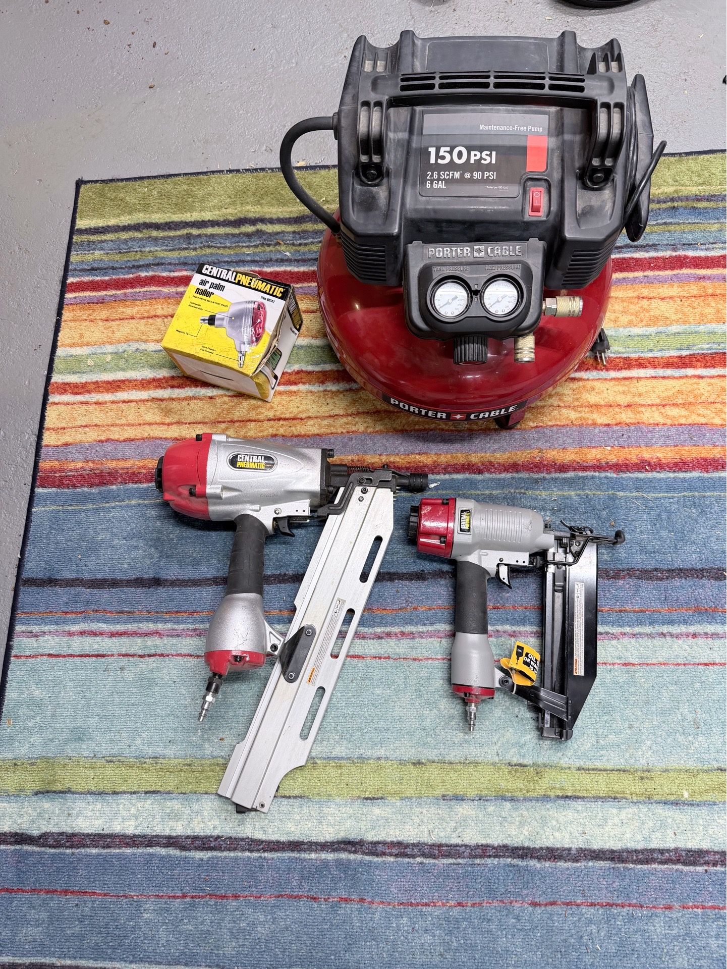 Porter Cable air compressor and tools
