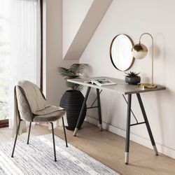 $69.00- Nathan James Andi Computer, Office Desk, or Small Study Table, Light Wood Top with Metal A-Frame, Oak/Black, Wooden -MIAMI, FL