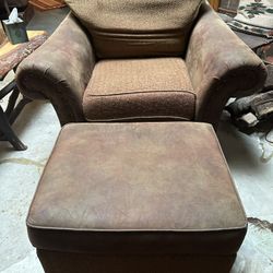 Large Upholstered Arm  Chair & Ottoman