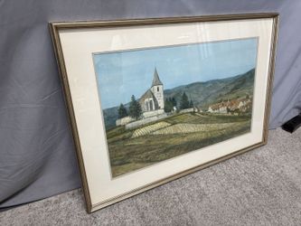 Original Watercolor of Hunawihr France by Robert Moesle