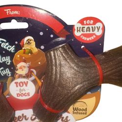 DOG CHEW TOY REINDEER ANTLERS 2PC SET WOOD INFUSED MINT SCENT HEAVY CHEWERS