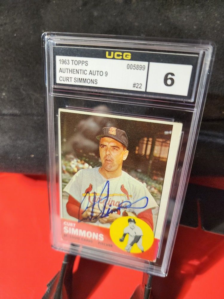 Curt Simmons Signed 1963 Topps #22 UCG 9 overall 6