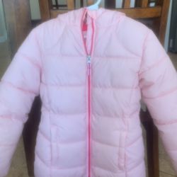 Girls Light Pink Puffer Jacket Size XS (4/5)