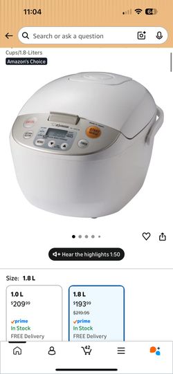 Zojirushi NL-AAC18 Micom Rice Cooker (Uncooked) and Warmer, 10 Cups/1.8-Liters