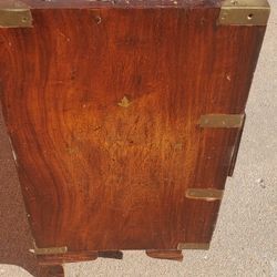 Small Antique Anglo Indian Military Campaign Brass Side Table Tea Chest Drawers