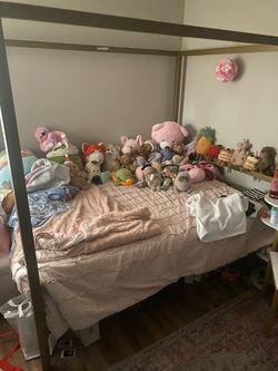 Full size gold metal bed and mattress