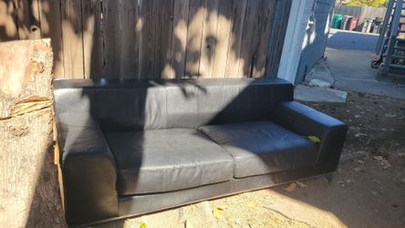 Free Black Leather Two-Seat Sofa