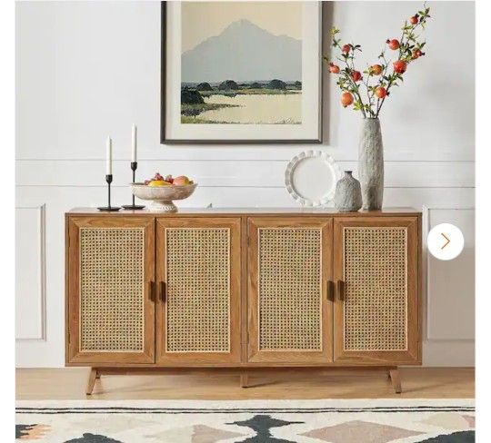 Wood Walnut TV Stand Up To 65in Storage Shelves Hallway Decor