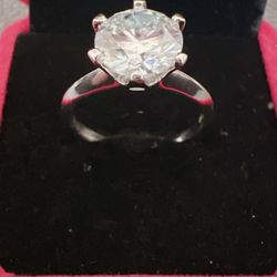 3ct VVS1 D Color 6 Prongs Moissanite Solitaire adjustable Ring