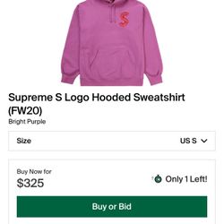 Supreme S Logo Sweatshirt FW20 Size M