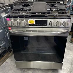 LG gas stove slide in stainless steel 5 burners with air fry