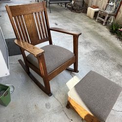 Vintage Rocking Chair And Ottoman 