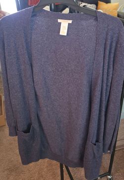 Matty M Charcoal Grey Open Front Knit Cardigan Sweater with Pockets - Size L