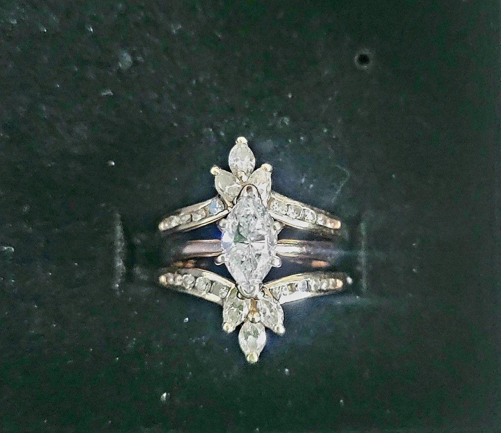 14k Diamond Wedding Set. 1 Carat Center!