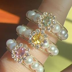 18k gold Akoya Pearl &Sapphire Rings