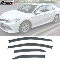 Fits 2018-2024 Toyota Camry Window Visor Rain Guard Acrylic Deflector w/ Chrome Trim