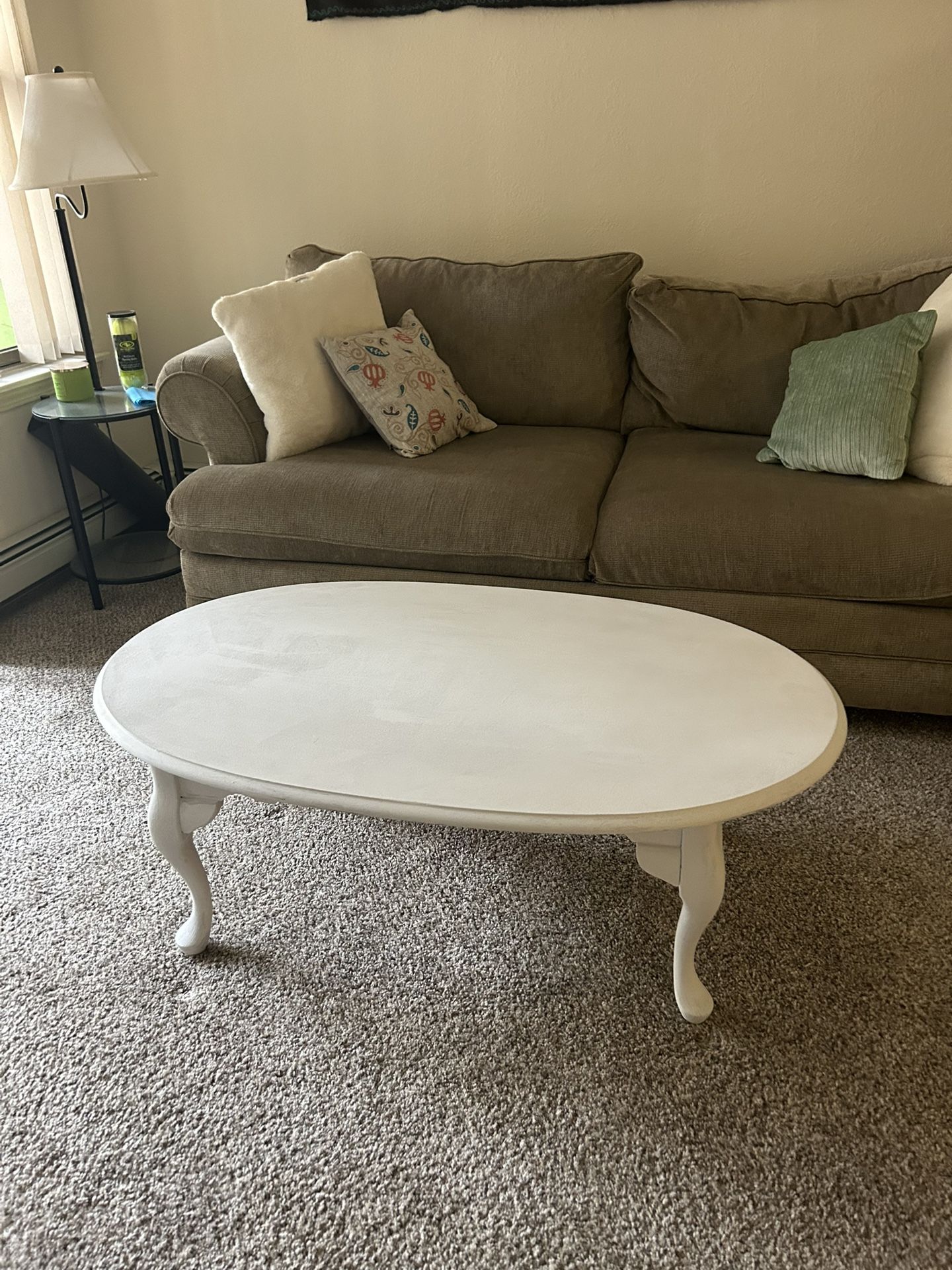 Unique DIY Painted White Oval Coffee Table - Vintage Style