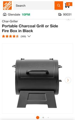 Portable Charcoal Grill or Side Fire Box Black